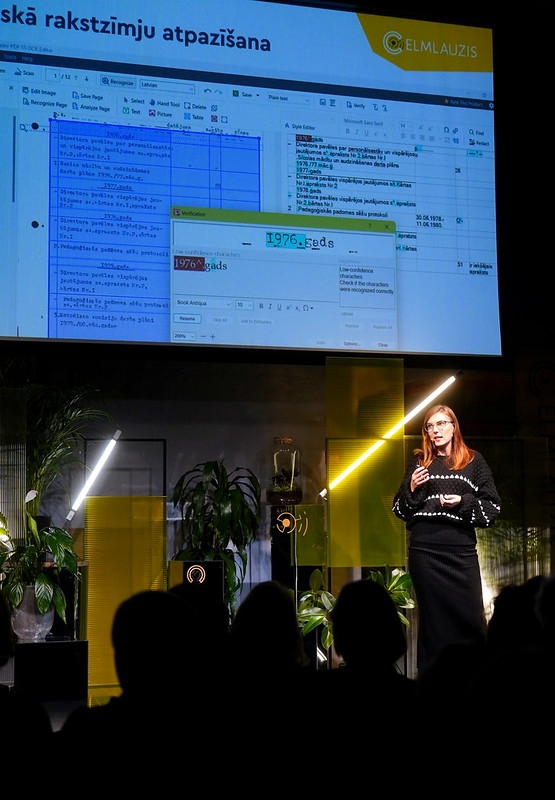 Krāsaina bilde, Mairitas Lukianskas LNA dokumentu digitalizācijas pieredzes prezentācija valsts pārvaldes inovāciju konferencē Celmlauzis 2024, fotostāsts, Valsts kancelejas foto