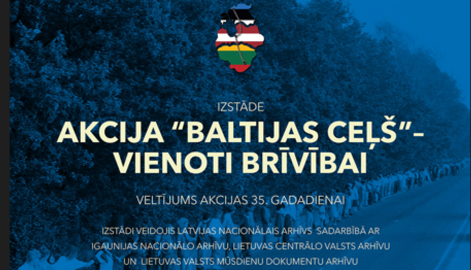 Krāsaina bilde, Izstādes "Baltijas ceļš - vienoti brīvībai" afišas fragments